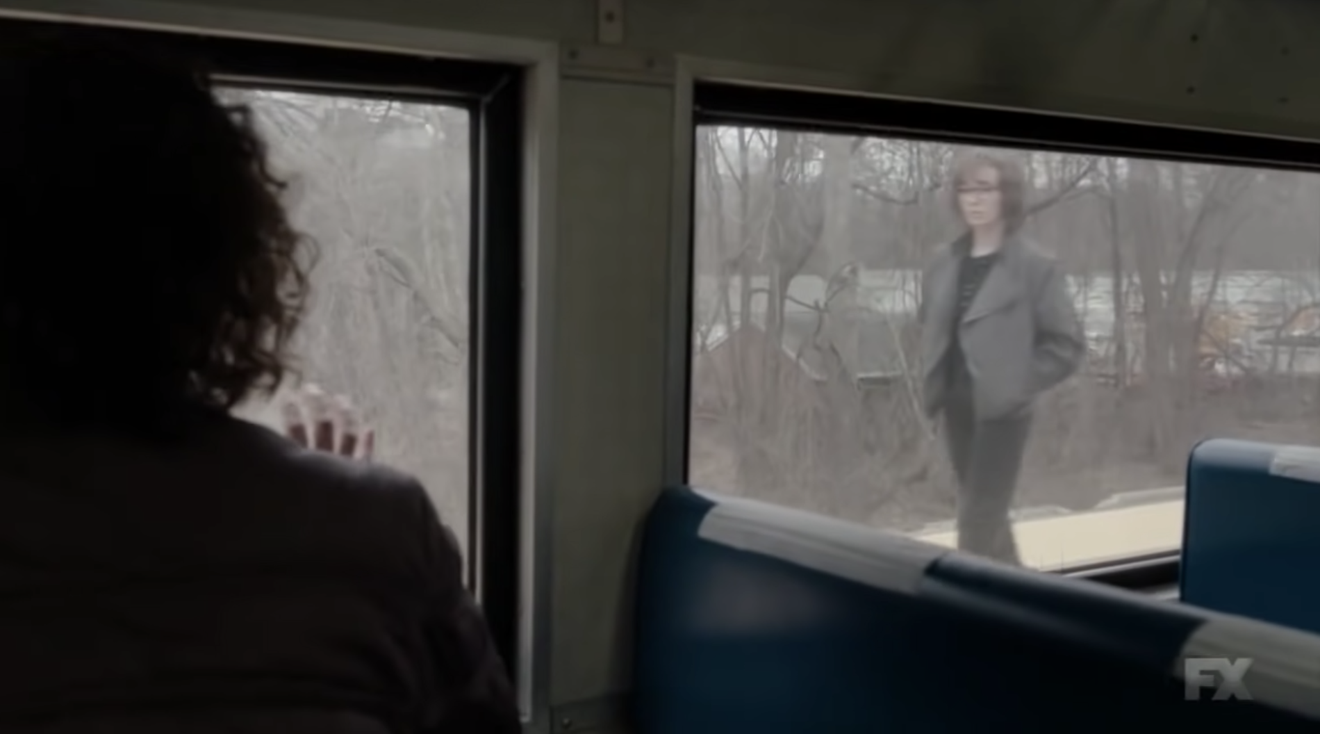 Screengrab from The Americans showing daughter standing on train platform